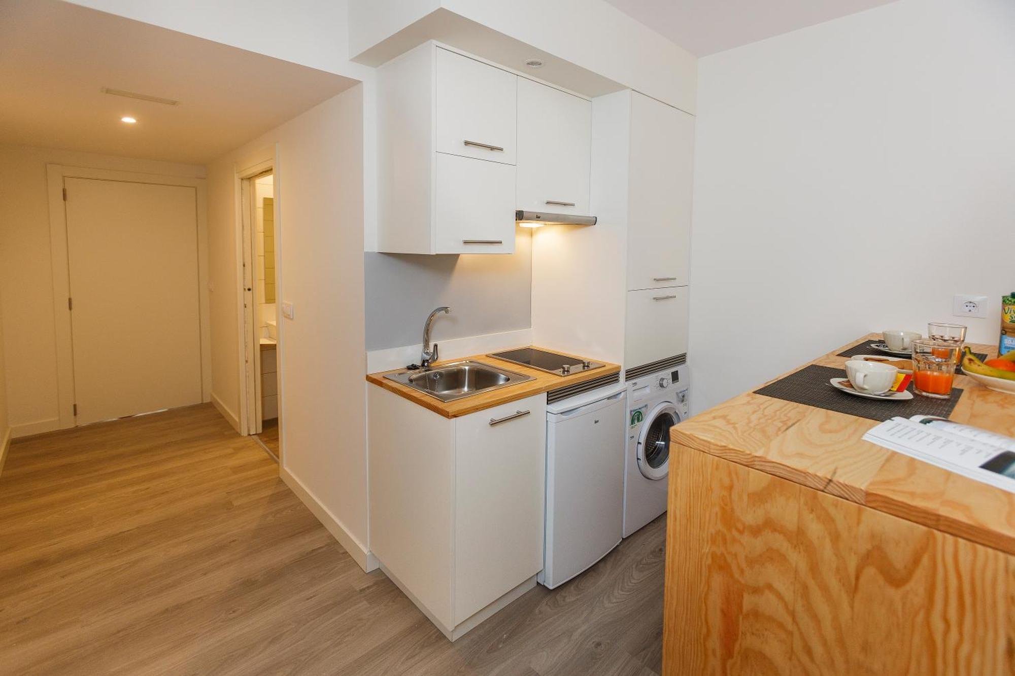 Apartamentos Costa Da Morte Muxia Exteriér fotografie A kitchenette in a student apartment